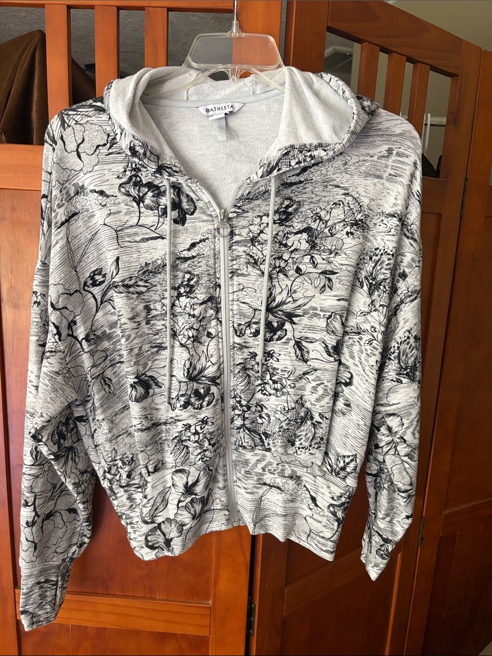 Athleta Floral Zip-Front Hoodie in Ultra Soft Modal Knit Fleece Fabric